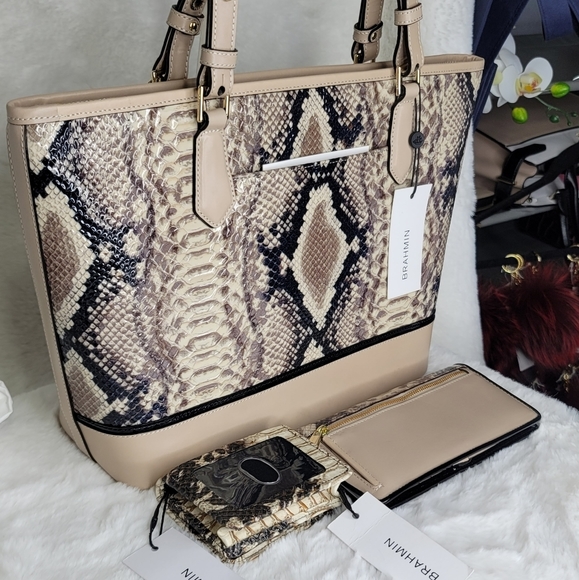 Brahmin 3 SET Italian Leather PURSE BAG Handbag Wallet AUTHENTICITY GUARANTEE - Picture 2 of 16